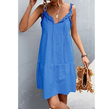 Load image into Gallery viewer, Loose A-line Dress Spaghetti Strap Solid Bohemian Beach