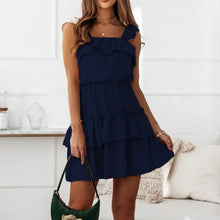Load image into Gallery viewer, Loose A-line Dress Spaghetti Strap Solid Bohemian Beach