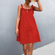 Load image into Gallery viewer, Loose A-line Dress Spaghetti Strap Solid Bohemian Beach