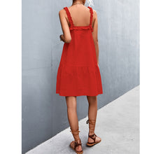 Load image into Gallery viewer, Loose A-line Dress Spaghetti Strap Solid Bohemian Beach