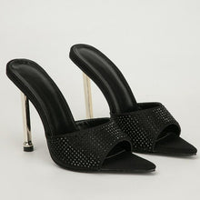Load image into Gallery viewer, Sexy Pointed Toe Thin High Heels Blue Rhinestone