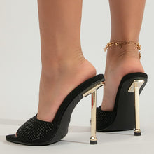 Load image into Gallery viewer, Sexy Pointed Toe Thin High Heels Blue Rhinestone