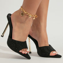 Load image into Gallery viewer, Sexy Pointed Toe Thin High Heels Blue Rhinestone