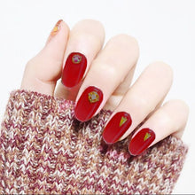 Load image into Gallery viewer, 24 PCS Fashion Shining Rhinestone False Nails Transparent Wine Red