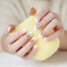 Load image into Gallery viewer, 24 PCS Fashion Shining Rhinestone False Nails Transparent Wine Red