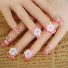 Load image into Gallery viewer, 24 PCS Fashion Shining Rhinestone False Nails Transparent Wine Red