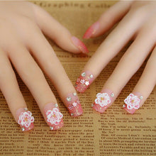 Load image into Gallery viewer, 24 PCS Fashion Shining Rhinestone False Nails Transparent Wine Red