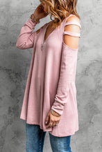 Load image into Gallery viewer, Cutout Waffle Knit Tunic Top