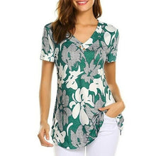 Load image into Gallery viewer, 2XL Plus Size Women Tunic Shirt Autumn Short Sleeve Floral Print