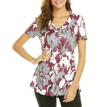 Load image into Gallery viewer, 2XL Plus Size Women Tunic Shirt Autumn Short Sleeve Floral Print