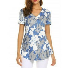 Load image into Gallery viewer, 2XL Plus Size Women Tunic Shirt Autumn Short Sleeve Floral Print