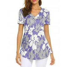 Load image into Gallery viewer, 2XL Plus Size Women Tunic Shirt Autumn Short Sleeve Floral Print