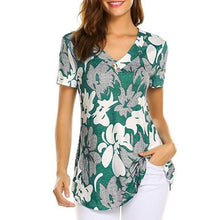 Load image into Gallery viewer, 2XL Plus Size Women Tunic Shirt Autumn Short Sleeve Floral Print