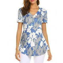 Load image into Gallery viewer, 2XL Plus Size Women Tunic Shirt Autumn Short Sleeve Floral Print