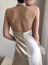 Load image into Gallery viewer, Satin halter sleeveless bodycon vintage dress