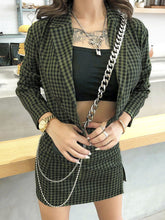 Load image into Gallery viewer, Sexy chains women plaid suits Buttons split female