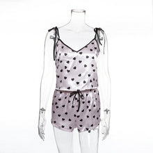 Load image into Gallery viewer, 2psc Faux Silk Satin Pajamas Set Summer Women Sleepwear Sleeveless