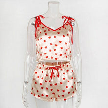 Load image into Gallery viewer, 2psc Faux Silk Satin Pajamas Set Summer Women Sleepwear Sleeveless