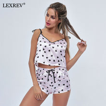 Load image into Gallery viewer, 2psc Faux Silk Satin Pajamas Set Summer Women Sleepwear Sleeveless