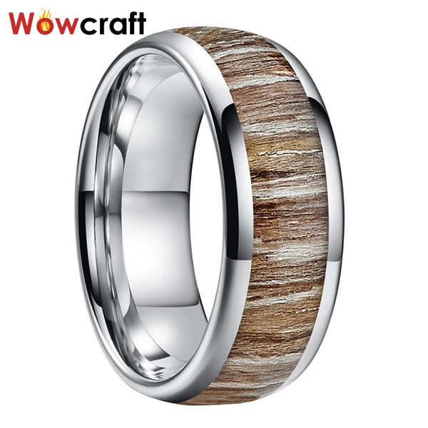 3 Colors Mens Tungsten Wood Ring 8mm Wedding Band Engagement Rings