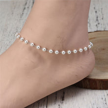 Load image into Gallery viewer, Stainless Steel Anklet White Acrylic Imitation Pearl