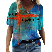 Load image into Gallery viewer, Print T Shirted Summer Short Sleeve V Neck