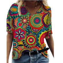 Load image into Gallery viewer, Print T Shirted Summer Short Sleeve V Neck