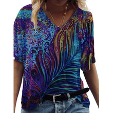 Load image into Gallery viewer, Print T Shirted Summer Short Sleeve V Neck