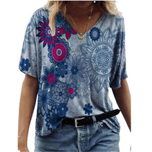 Load image into Gallery viewer, Print T Shirted Summer Short Sleeve V Neck