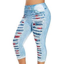 Load image into Gallery viewer, 3D Print Fake Jeans Leggings Women Plus Size High Waist Imitation