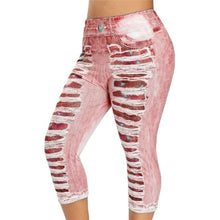 Load image into Gallery viewer, 3D Print Fake Jeans Leggings Women Plus Size High Waist Imitation