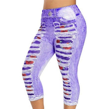 Load image into Gallery viewer, 3D Print Fake Jeans Leggings Women Plus Size High Waist Imitation