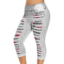 Load image into Gallery viewer, 3D Print Fake Jeans Leggings Women Plus Size High Waist Imitation