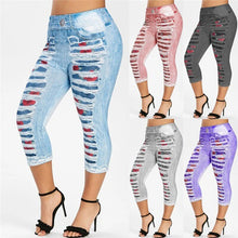 Load image into Gallery viewer, 3D Print Fake Jeans Leggings Women Plus Size High Waist Imitation