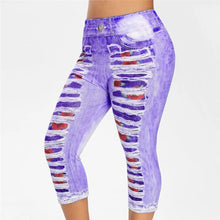 Load image into Gallery viewer, 3D Print Fake Jeans Leggings Women Plus Size High Waist Imitation