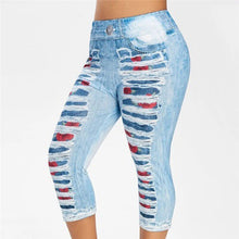 Load image into Gallery viewer, 3D Print Fake Jeans Leggings Women Plus Size High Waist Imitation
