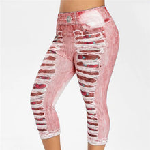 Load image into Gallery viewer, 3D Print Fake Jeans Leggings Women Plus Size High Waist Imitation