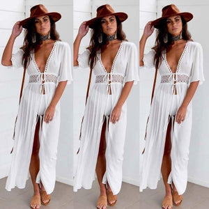 3XL Plus Size Beach Long Maxi Dress Women Beach Cover Up Tunic Pareo - Sophornlilly