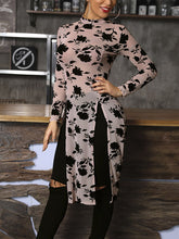 Load image into Gallery viewer, Knitted floral print elegant dress Women o neck