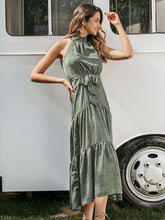 Load image into Gallery viewer, Sexy halter neck sleeveless dress Vintage green