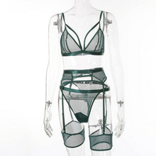 Load image into Gallery viewer, 3piece Bra Set Women Hallow Out Transparent Bra Set Ladies Sexy
