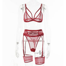 Load image into Gallery viewer, 3piece Bra Set Women Hallow Out Transparent Bra Set Ladies Sexy