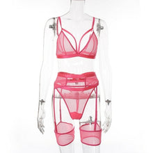 Load image into Gallery viewer, 3piece Bra Set Women Hallow Out Transparent Bra Set Ladies Sexy