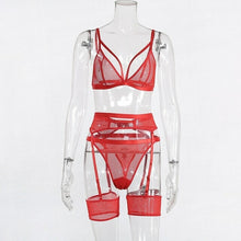 Load image into Gallery viewer, 3piece Bra Set Women Hallow Out Transparent Bra Set Ladies Sexy