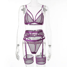 Load image into Gallery viewer, 3piece Bra Set Women Hallow Out Transparent Bra Set Ladies Sexy