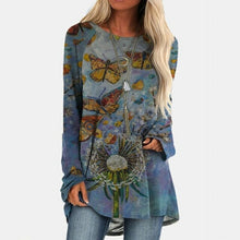 Load image into Gallery viewer, 3xl Plus Size Butterfly Printing Blouse Fashion O neck Long Sleeve