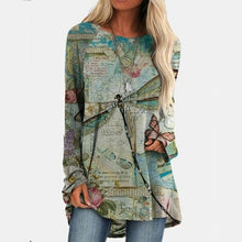 Load image into Gallery viewer, 3xl Plus Size Butterfly Printing Blouse Fashion O neck Long Sleeve