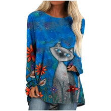 Load image into Gallery viewer, 3xl Plus Size Butterfly Printing Blouse Fashion O neck Long Sleeve