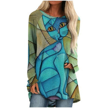Load image into Gallery viewer, 3xl Plus Size Butterfly Printing Blouse Fashion O neck Long Sleeve