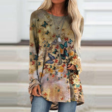 Load image into Gallery viewer, 3xl Plus Size Butterfly Printing Blouse Fashion O neck Long Sleeve